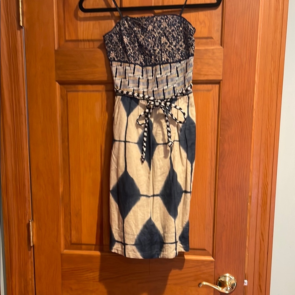 Maeve Strapless Dress in Black and Cream
